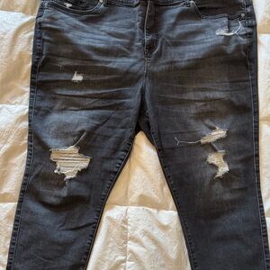 Torrid Black Distressed Ankle Jeans